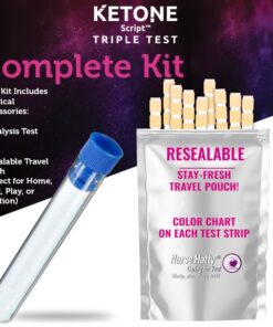 100ct Triple Test Ketone Strips | Complete KIT | 3X Urine Accuracy for Ketogenic, Ketosis, Low-carb, Paleo & Keto Diets | Urinalysis Test Tube, Travel Pouch & Built-in Color Chart 1 8 51laOI48LOL