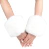 ECOSCO Faux Fur Soft Wrist Cuff Warmers Winter Furry Wrist Warmers for Women Girls White 13 51lhsRDCEbL