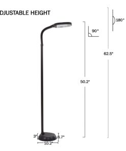 Lavish Home (72-0890) 5 Feet Sunlight Floor Lamp With Adjustable Gooseneck - Black 16 51lmOHMBCZL