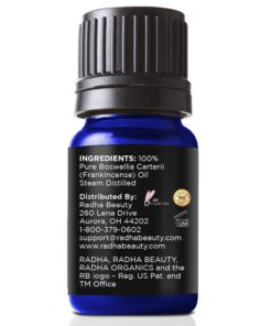 Radha Beauty Frankincense Essential Oil 10ml - 100% Pure & Therapeutic Grade, Steam Distilled for Aromatherapy, Relaxation, Supports Healthy Immune System & Nervous Function 0.33 Fl Oz (Pack of 1) 9 51lv04fj1vL