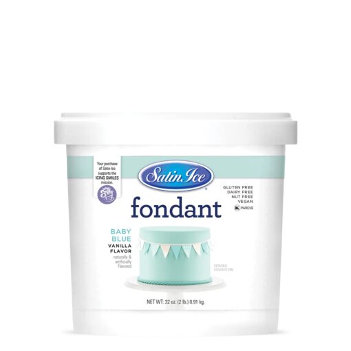 Satin Ice Baby Blue Fondant, Vanilla, 2 Pounds 2 Pound (Pack of 1)