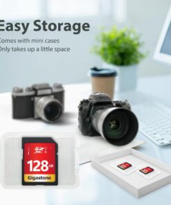 Gigastone SDXC Memory Card 128GB (2 Pack) Premium Series 80MB/s Speed Compatible with Photos, Videos, Music, Camcorder, Camera, PC, U1 UHS-I Class 10 for UHD Video, with 2 Mini Case 2 x 128GB Cards 17 51m01cIl3SL