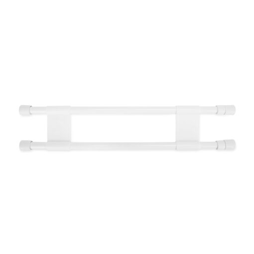 Camco 28" Double RV Refrigerator Bar, Holds Food and Drinks in Place During Travel, Prevents Messy Spills, Spring Loaded and Extends Between 16" and 28" - White (44073)