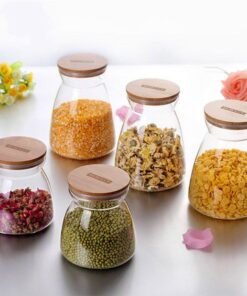 Newerlives Air Tight Storage Jar, Glass Storage Tank with a Natural Bamboo Lid,BPA-Free Eco-Friendly Container Natural Bamboo Lid and Silicone Seal Ring Kitchen Storage Jar(Bamboo, 700ML) 15 51m2tTW88yL