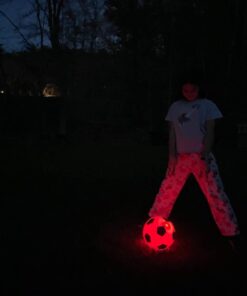 GlowCity Glow in The Dark Soccer Ball- Light Up, Indoor or Outdoor Soccer Balls with 2 LED Lights and Pre-Installed Batteries - Gift Ideas for Teen Boys and Girls Official (Size 5) - Red 38 51mGJZpHiuL
