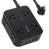 Power Strip Surge Protector - Flat Plug, Wall Mount, 8 Wide Outlets with 4 USB Ports (1 USB C), 5FT Heavy Duty Extension Cord with Multiple Outlets, Charging Station Overload Protection for Home Dorm 5 FT Black 72 51mOgKVqJL