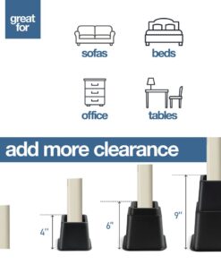 Adjustable Stackable Bed Frame Risers for Elevation & Under-Bed Storage - Heavy-Duty Furniture Riser for Table, Couch, Desk, and Chair - Set of 4 Large & 4 Small Bed Lifts - Black Home It 26 51mY7vx jeL 1