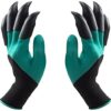 NNBB Garden Gloves with Fingertips Claws Quick– Great for Digging Weeding Seeding Poking -Safe for Rose Pruning Best Gardening Tool Best Gift for Gardeners (Double Claw) 2 51mmcKz2yL