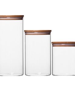 Newerlives Air Tight Storage Jar, Glass Storage Tank with a Natural Bamboo Lid, 450 ML, 650 ML, 950 ML (Bamboo, 450ML) 18 51mr8qASfcL