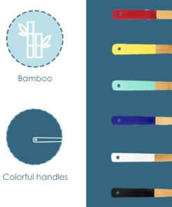Home Basics Bamboo Cooking Utensils Set with Color Handles, 6-Piece, 2.5" x 12" x .25" 11 51msvv8FPgL
