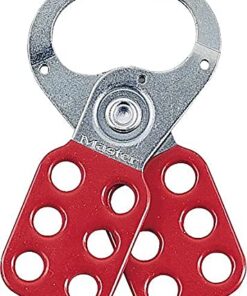 Master Lock 421 Lockout Tagout Hasp with Vinyl-Coated Handle and Extended Jaw, Red 1-1/2" Inside Jaw Diameter 3 51mx9vIQmMS