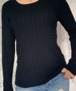 Amazon Essentials Women's Lightweight Long-Sleeve Cable Crewneck Sweater (Available in Plus Size) X-Small Black 19 51n2rhs04hL