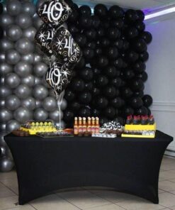 LinenTablecloth 6 ft. Rectangular Stretch Tablecloth Black 22 51n7ellmtYL