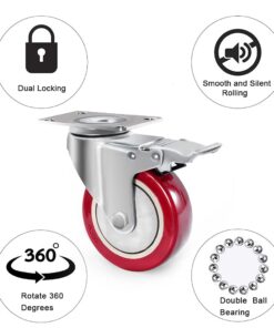 4" Plate Caster Wheels Set of 4 1800LB with Screw Safety Dual Locking and Polyurethane Foam No Noise Wheels,Heavy Duty - 450 Lbs Per Caster 19 51nEfTuPAS