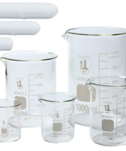 Glass Low Form Beaker Set with Magnetic Stir Bar Set, 5 Sizes - 50, 100, 250, 500, and 1L, 3.3 Borosilicate Glass, Karter Scientific 213A7 8 51nLwKHgEWL