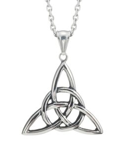 Urban Jewelry Vintage Stainless Steel Irish Triquetra Celtic Knot Amulet Pendant Necklace Black Silver Color, 21" Chain