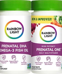 Rainbow Light Prenatal Daily Duo Multivitamin Kit, With Prenatal One Daily Multivitamin and Prenatal DHA Omega-3 Fish Oil for Mom's Health and Baby's Development Support, 30 Count 40 51nMY iiMfL
