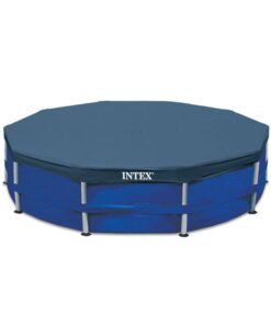 Alternative view of INTEX 28030E Pool Cover: For 10ft Round Metal Frame Pools – Includes Rope Tie – Drain Holes – 10in Overhang – Snug Fit