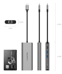 LENTION USB C Hub with 4K HDMI, SD Card Reader, 2 USB 3.0, Type C Charging & Ethernet Compatible 2023-2016 MacBook Pro, New Mac Air/Surface/Steam Deck, More, Stable Driver Adapter (CB-C68, Space Gray) 22 51nPcQUWBgL