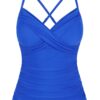 Hilor Women's Underwire Tankini Top Swimwear Twist V Neck Swimsuits for Big Busted Tummy Control Bathing Suits Top Only 16 Royal Blue 14 51nVSjxd97L