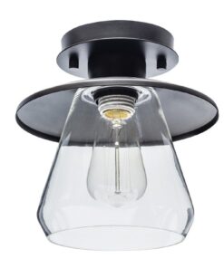 Globe Electric 64846 1-Light Semi-Flush Mount Ceiling Light, Oil Rubbed Bronze, Clear Glass Shade, Ceiling Light Fixture, Bedroom Lights for Ceiling, Dining Light Fixture, Bulb Not Included Oil-Rubbed Bronze 64 51nYRYZehoL