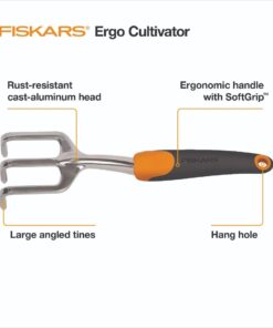 Fiskars Ergo Cultivator - Heavy Duty Gardening Hand Tool with Hang Hole - Lawn and Yard Tools - Black/Orange 12 51naMM93hrL