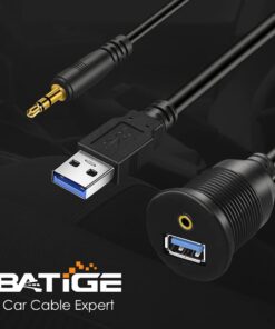 BATIGE USB 3.0 & 3.5mm Car Mount Flush Cable 3.5mm + USB3.0 AUX Extension Dash Panel Waterproof Mount Cable for Car Boat and Motorcycle - 3ft USB3.0 & DC3.5 3ft 33 51nbXRHf8LS