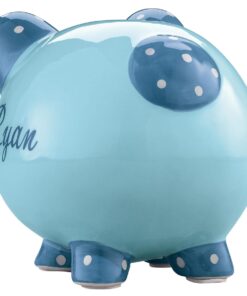 Personalized Ceramic Kids Piggy Bank by Miles Kimball - Blue 19 51nbkIOT48L