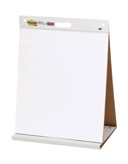 Post-it Super Sticky Tabletop Easel Pad, Great for Virtual Teachers and Students, 20 x 23 Inches, 20 Sheets/Pad, 1 Pad (563R), Portable White Premium Self Stick Flip Chart Paper, Built-in Easel Stand