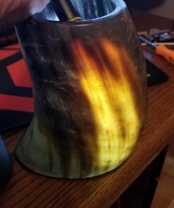 AleHorn Original Handcrafted Authentic Viking Drinking Horn Tankard for Beer Mead Ale - Genuine Medieval Inspired Stein Mug Food Safe Vessel with Handle (XXL - 30oz, Durable Resin Base) XXL - 30oz 31 51oBths aSL