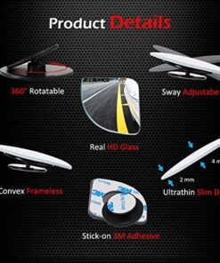 Fan Shape 360 Degree Rotate Sway Adjustabe Blind Spot Mirrors, Ampper HD Glass Convex (Low Curvature) Frameless Stick On Lens (Pack of 2) Pack of 2 25 51oK0FdXcoL