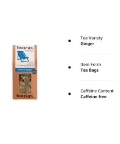 teapigs Lazy Days Lemon & Ginger Herbal Tea Bags, 15 Count, Naturally Caffeine Free Big Leaf Tea, Refreshing and Crisp 12 51oNj4A0FfL