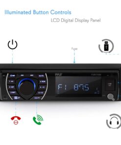 Pyle Marine Head Unit Receiver Speaker Kit - In-Dash LCD Digital Stereo Built-in Bluetooth & Microphone w/ AM FM Radio System 6.5’’ Waterproof Speakers (4) MP3/SD Readers & Remote Control -PLMRKT48BK 20 51oRdRQzVNL