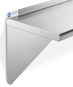 GRIDMANN 12" x 24" Stainless Steel Wall Mount Shelf with Backsplash, Commercial Grade - NSF Certified 18 Gauge Shelving for Restaurant, Kitchen, Utility Room, Garage 12" x 24" 10 51oZ6OVWISL