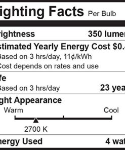 Bioluz LED 4W Filament Candelabra Bulb, E12 Base High Efficiency LED Candle Bulbs, UL Listed, Pack of 6 6 Count (Pack of 1) 30 51oa9HrdZvL