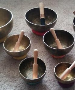 Chakra Healing Tibetan Singing Bowls Set of 7 pieces ~ Hand Hammered Himalayan Meditation Bowls ~ 5"-10" ~ included 7 Mallets, 7 cushions & 1 drum stick. Handmade in Nepal by Thamelmart 25 51oe4i6zT6L