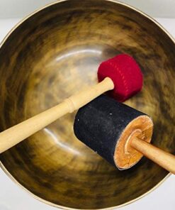 8" Large Hand-hammered Tibetan Singing Bowl for Meditation, Healing, Mindfulness, Relaxation ~ Antique Finished Bowl, Wooden Mallet, drum-stick, Silk Made Cushion 17 51ogSRSUucL