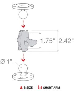 RAM Mounts RAP-B-201U-A Composite Double Socket Arm - Short Arm Compatible with B Size 1" Ball Components 24 51ovTTQUqqL