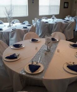 BalsaCircle 120 inch White Round Tablecloths Fabric Table Cover Linens for Wedding Party Polyester Reception Banquet Events Kitchen Dining 7 51ozFUoLrdL