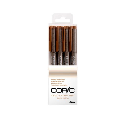 Copic Markers Multiliner Sepia Pigment Based Ink, 4-Piece Set 4 Pens