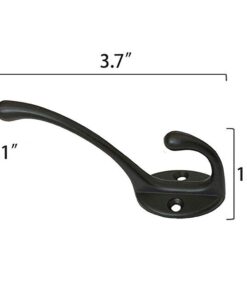 IBosins 10 Pack Heavy Duty Dual Coat Hooks Wall Mounted with 40 Screws Retro Double Hooks Utility Black No Rust Hooks for Coat, Scarf, Bag, Towel, Key, Cap, Cup, Hat (Black) 19 51pAOwhvv1L