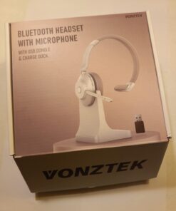 Bluetooth Headset, Wireless Headphones with Microphone Noise Canceling & USB Dongle, Wireless Headset with Mic Mute & Charging Base for PC/Phones/Zoom/Skype/MS Teams/Google Meet Work Headset Light Brown 29 51pIHEKqiL