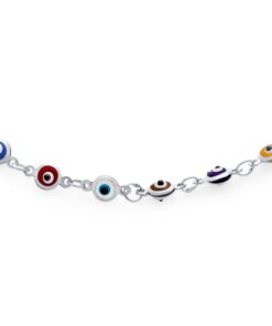 Bling Jewelry Protection Amulet Turkish Multi Color Navy Blue Charm Slender Evil Eyes Anklet Link Ankle Bracelet For Women Teen 14K Yellow Rose Gold Plated .925 Sterling Silver 9 10 Inch Multi-Color 10.0 Inches 7 51pIgLjh9zL