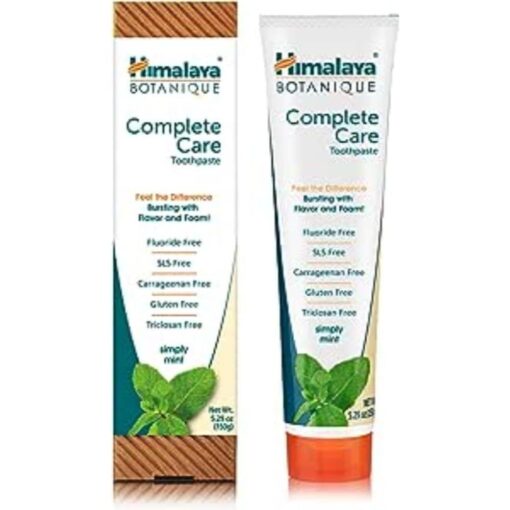 Himalaya Botanique Complete Care Toothpaste, Herbal, Mint Flavor, Fights Plaque, Freshens Breath, Fluoride Free, No Artificial Flavors, SLS Free, Cruelty Free, Foaming, 5.29 Oz, 1 Pack 5.29 Ounce (Pack of 1)