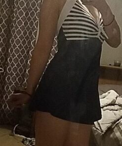 COCOSHIP Vintage Sailor Pin Up Swimsuit Retro One Piece Skirtini Cover Up Swimdress(FBA) Large Navywhite(fast Ship) 39 51pRtuQwSzL