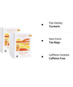 Rishi Tea Turmeric Ginger Herbal Tea | Immune Support, Organic, Caffeine-Free, Ayurvedic, Energy-Boosting | Citrus Flavors for Taste | 15 Sachet Bags, 1.75 oz (Pack of 2) 15 Count (Pack of 2) 16 51pbVccajCL