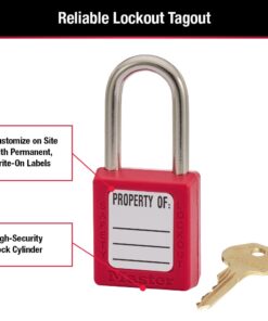 Master Lock 410RED Lockout Tagout Safety Padlock with Key Red 1-1/2", 1-3/4" 18 51peEqRntBL