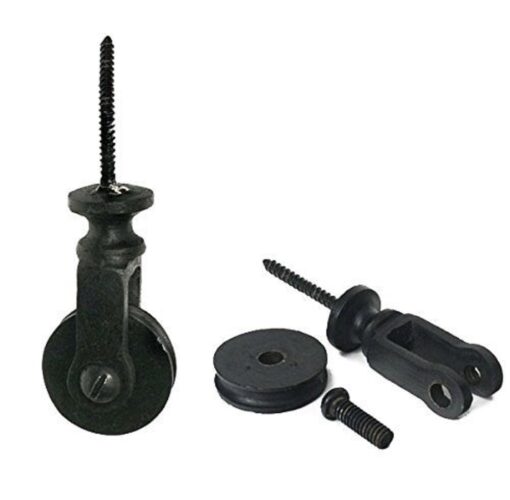 Colonial Tin Works Screw In Pulley Wheel, Set of 2 Ceiling or Wall Industrial Decor Pulleys System, For Pendant Lights 1