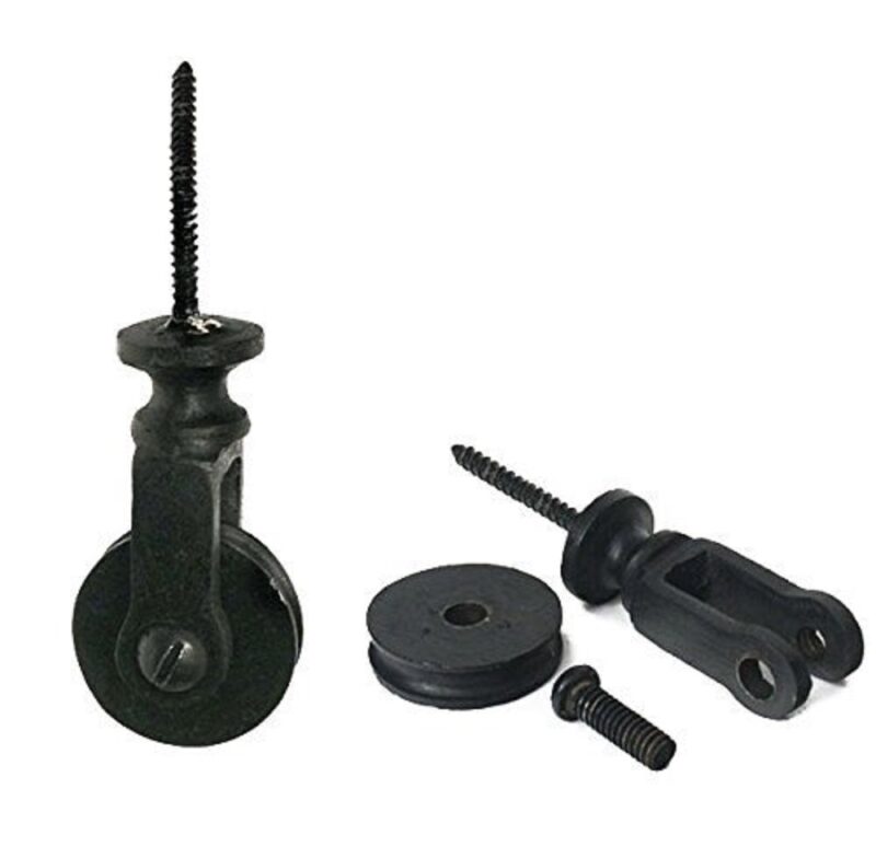 Colonial Tin Works Screw In Pulley Wheel, Set of 2 Ceiling or Wall Industrial Decor Pulleys System, For Pendant Lights 1