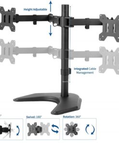 VIVO STAND-V002F Dual LED LCD Monitor Free-Standing Desk Stand for 2 Screens up to 27 Inch Heavy-Duty Fully Adjustable Arms with Max VESA 100x100mm 13" - 27" screens Black 27 51pr69sDkSL